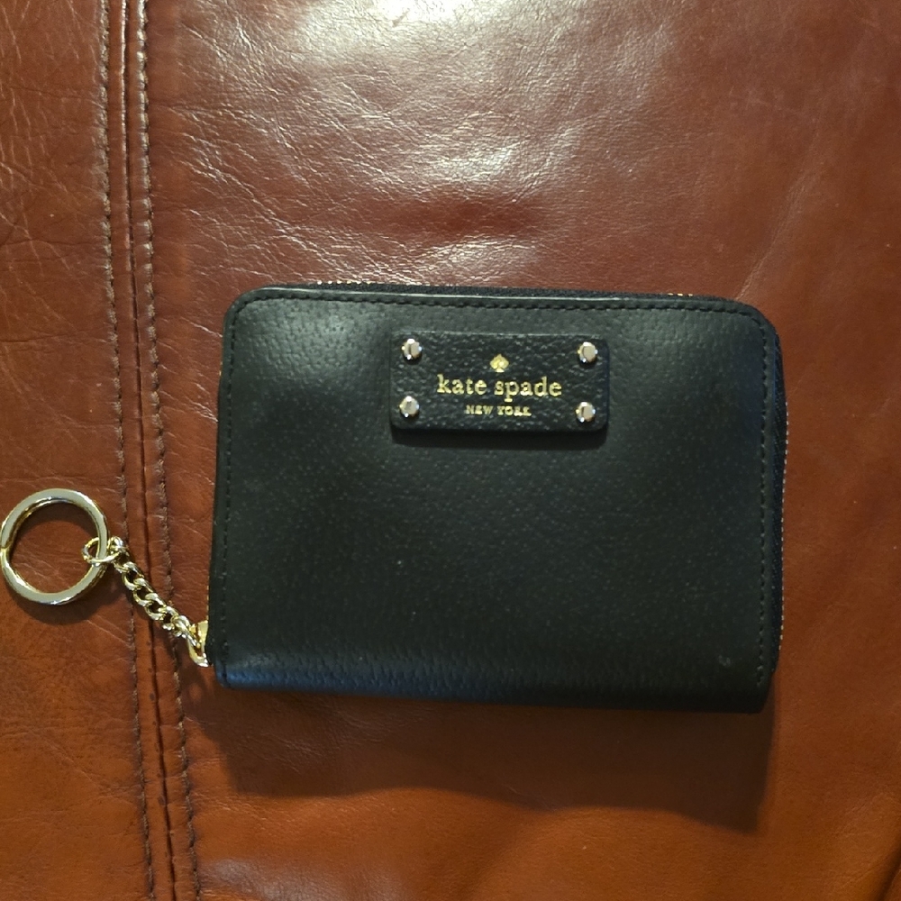 Kate Spade Black Leather Wallet with Gold Accents